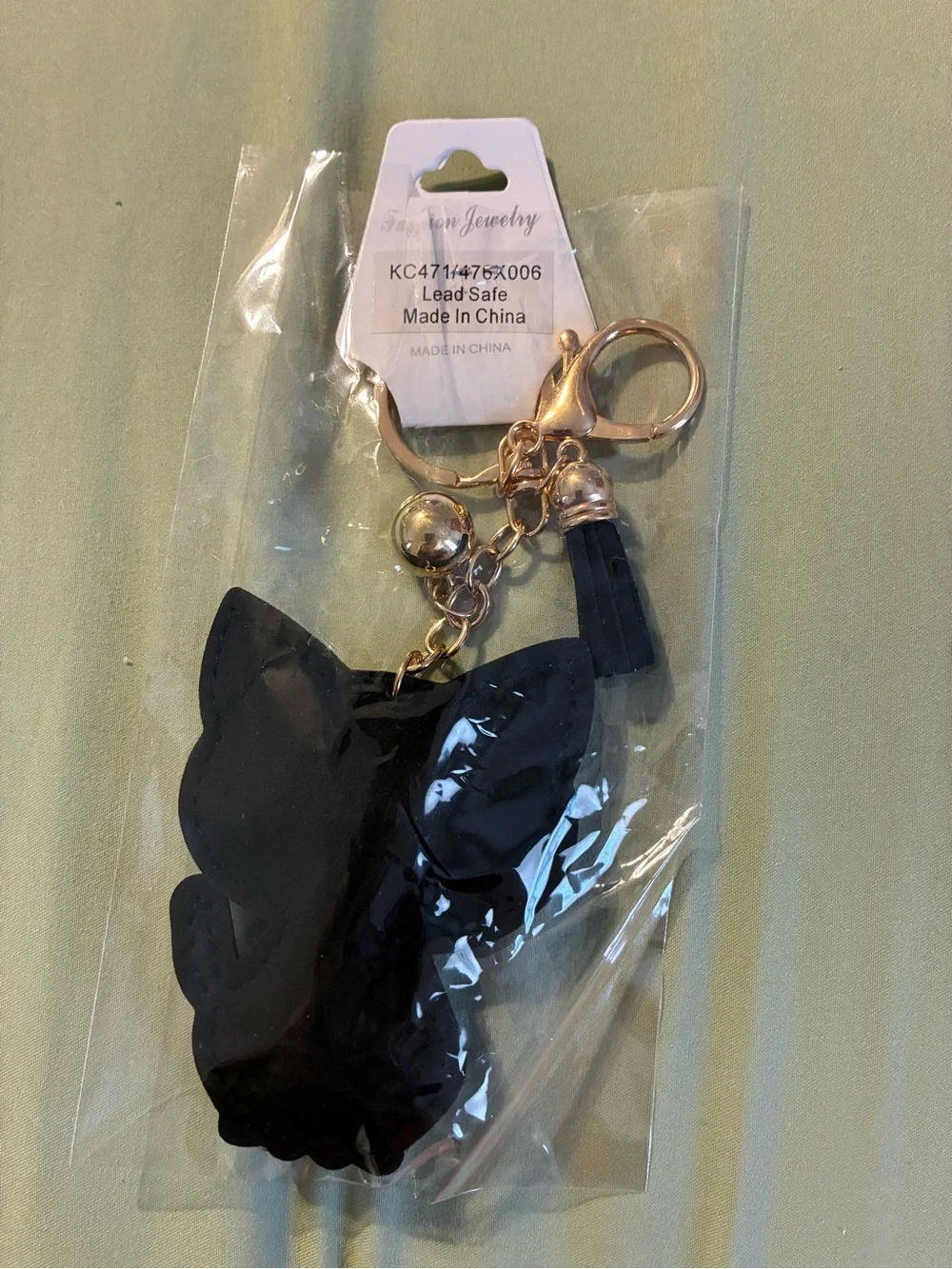 Fashion Jewelry Black Rhinestone Cat Keychain or Purse Hang Tag